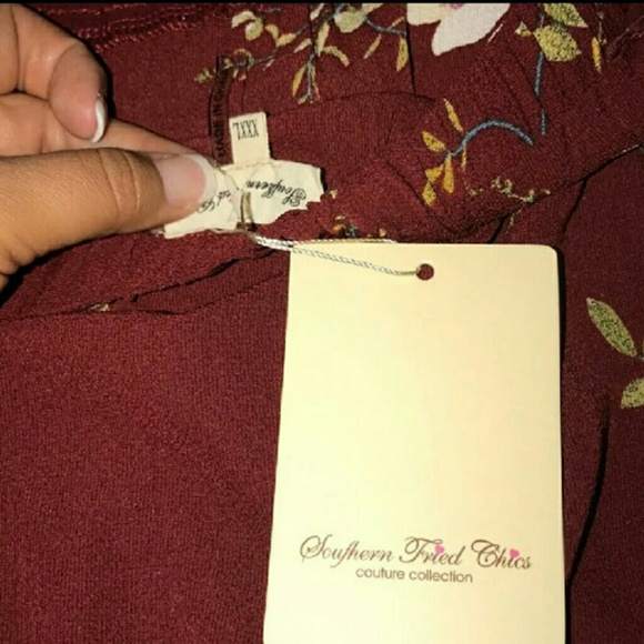 Burgundy Floral Romper - Picture 2 of 4